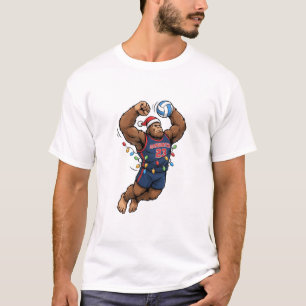 Bigfoot Sasquatch Volleyball Christmas Sport T-Shirt