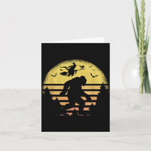 Bigfoot Sasquatch Witch Black Cat Full Moon Bats Card