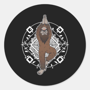 Bigfoot Sasquatch Yeti Yoga Meditation Funny Gift  Classic Round Sticker
