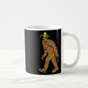 Bigfoot Sasquatsh Jester Hat Beads Funny Mardi Gra Coffee Mug