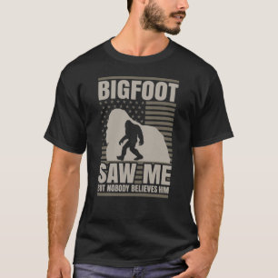 Bigfoot Saw Me American Flag T-Shirt