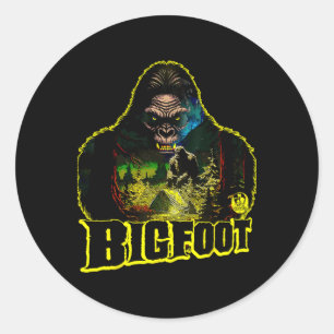 Bigfoot Scary Camping Forest Woods Sasquatch Tent Classic Round Sticker