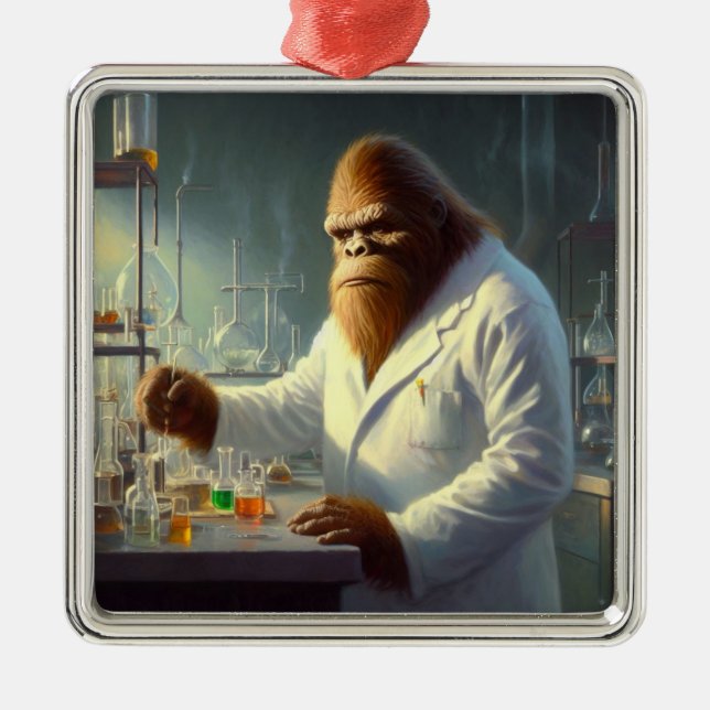Bigfoot Scientist Metal Ornament (Front)