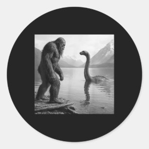 Bigfoot Selfie With Loch Ness Monster Gifts Men Wo Classic Round Sticker