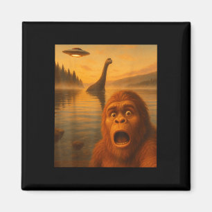 Bigfoot Selfie With Loch Ness Ufo Alien Gifts Men Magnet