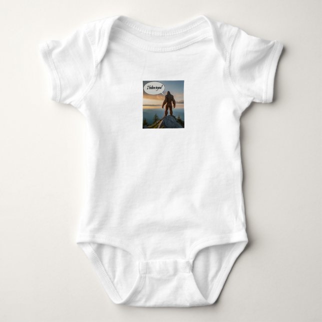 Bigfoot Silhouette Against Sunrise Baby Bodysuit (Front)