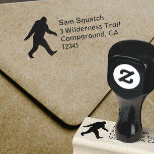 Bigfoot Silhouette Return Address Rubber Stamp