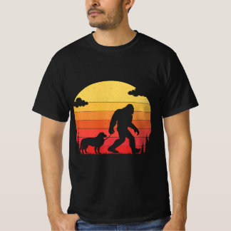 Bigfoot Silhouette Walking Border Collie Dog T-Shirt