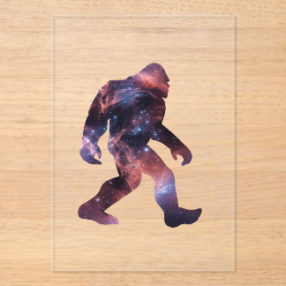 Bigfoot Silhouette with Galaxy Interior Acrylic Invitations