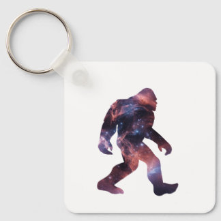 Bigfoot Silhouette with Galaxy Interior Key Ring