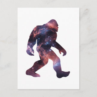 Bigfoot Silhouette with Galaxy Interior Postcard