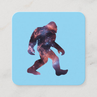 Bigfoot Silhouette with Galaxy Interior Square Business Card