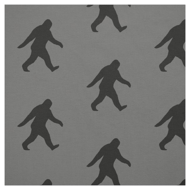 Bigfoot Silhouettes Pattern Grey and Black Squatch Fabric (Swatch)