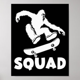 Bigfoot Skateboarding Squad Men Women Kids  Poster