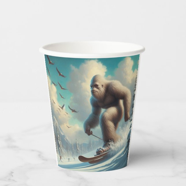 Bigfoot Skiing Paper Cups (Front)