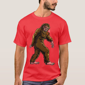 Bigfoot Smoking Briar Pipe Sasquatch Tobacco Pipe  T-Shirt