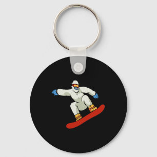 Bigfoot Snowboard Sasquatch Skiing Snow Mountain F Key Ring