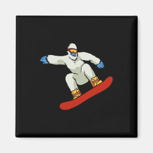Bigfoot Snowboard Sasquatch Skiing Snow Mountain F Magnet