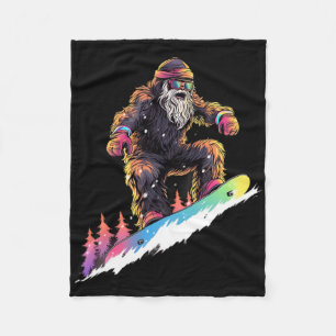 Bigfoot Snowboard Snowboarder Winter Fleece Blanket