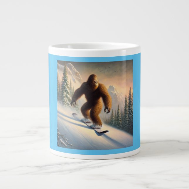 Bigfoot Snowboarding Large Coffee Mug (Front)