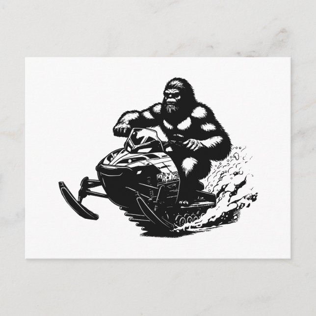 Bigfoot Snowmobile Holiday Postcard (Front)