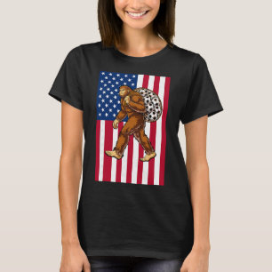 Bigfoot Soccer Usa Flag Funny Patriotic Sasquatch  T-Shirt