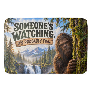 Bigfoot Someone's Watching Funny Bath Mat