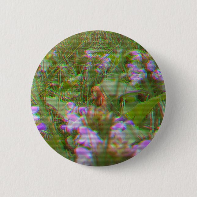Bigfoot Spotted Among the Flowers Button (Front)