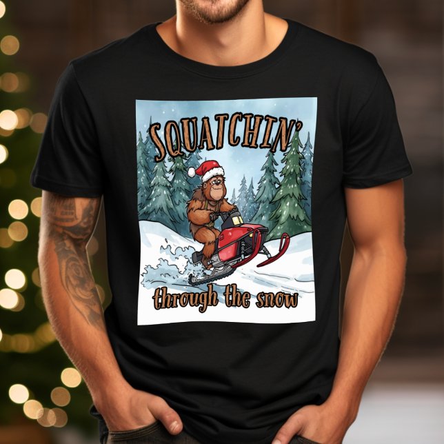 Bigfoot Squatchin' through the Snow Christmas T-Shirt (Creator Uploaded)