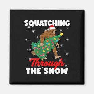 Bigfoot Squatching Through The Snow Sasquatch Chri Magnet