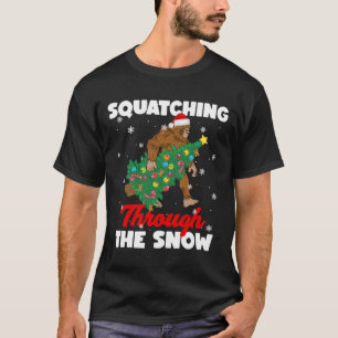 Bigfoot Squatching Through The Snow Sasquatch Chri T-Shirt
