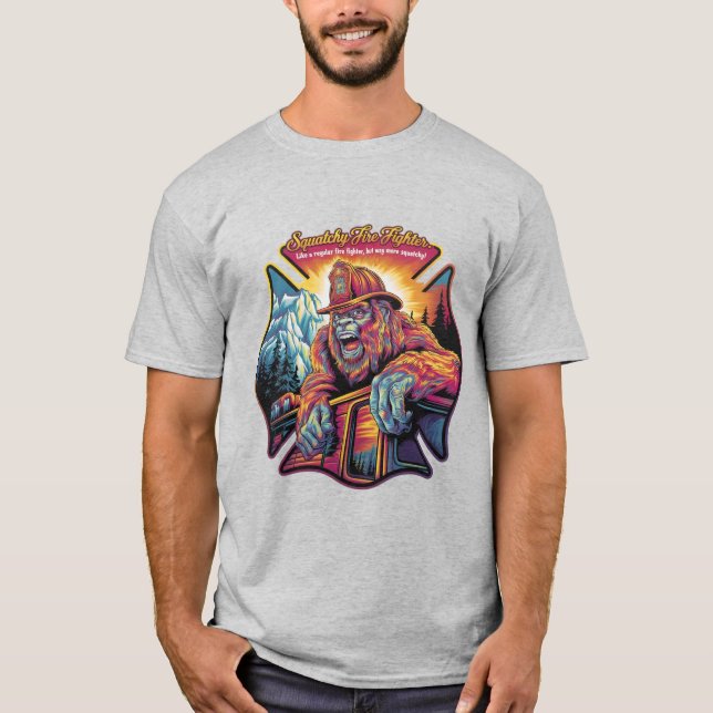 Bigfoot: Squatchy Fire Fighter T-Shirt (Front)