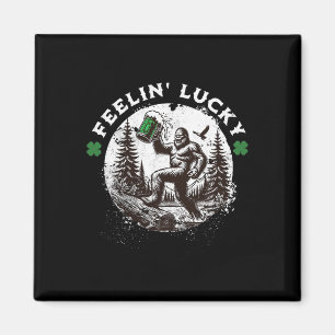 Bigfoot St Patricks Day Sasquatch Shamrocks Lucky Magnet