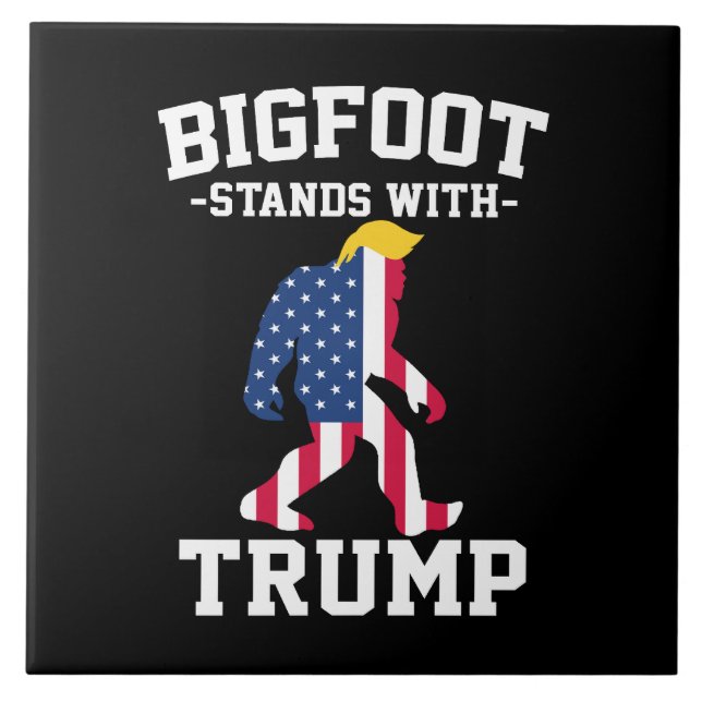 Bigfoot Stands With Trump 2024 Elections Ceramic Tile (Front)