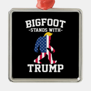 Bigfoot Stands With Trump 2024 Elections Metal Ornament