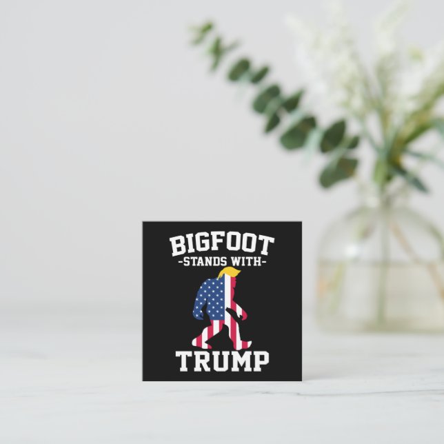 Bigfoot Stands With Trump 2024 Elections Square Business Card (Standing Front)
