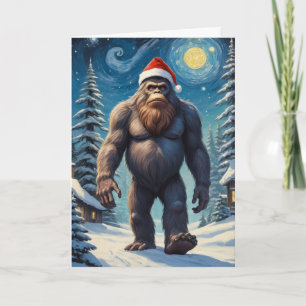 Bigfoot Starry Night Christmas Custom Text Card