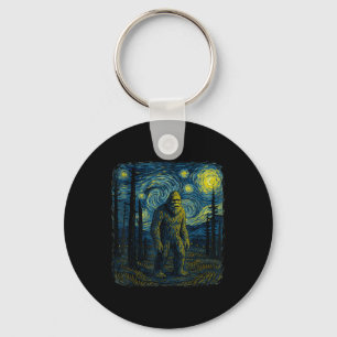 Bigfoot Starry Night Van Gogh Funny Gifts Men Wome Key Ring