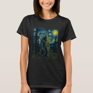 Bigfoot Starry Night Van Gogh Funny Gifts Men Wome T-Shirt
