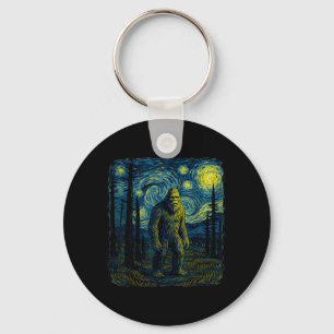 Bigfoot Starry Night Van Gogh Funny Men Women Boy Key Ring