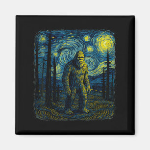 Bigfoot Starry Night Van Gogh Funny Men Women Boy Magnet