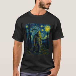 Bigfoot Starry Night Van Gogh Funny Men Women Boy T-Shirt