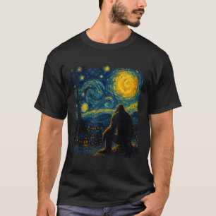 Bigfoot Starry Night Van Gogh Gifts For Men Women T-Shirt
