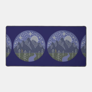 Bigfoot Starry Night Walk | Cryptid Folk Art Desk Mat