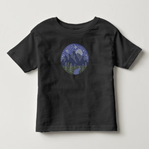 Bigfoot Starry Night Walk Cryptid Folk Art Toddler T-Shirt