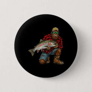 Bigfoot Steelhead Fishing Trophy Funny Sasquatch 6 Cm Round Badge