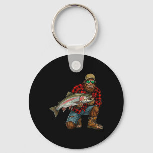 Bigfoot Steelhead Fishing Trophy Funny Sasquatch Key Ring