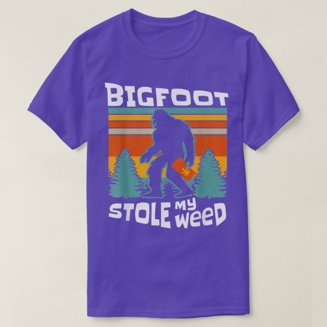 Bigfoot Stole My Weed Funny Retro Stoner Sasquatch T-Shirt (Design Front)