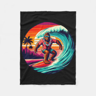 Bigfoot Surfboard Beach Summer Surfing Sasquatch H Fleece Blanket