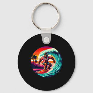 Bigfoot Surfboard Beach Summer Surfing Sasquatch H Key Ring